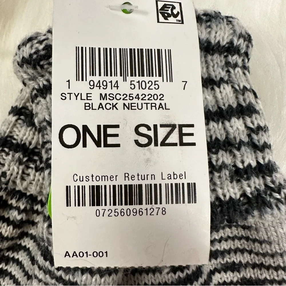 Style & Co. Fingerless Gloves Black White Marled Space-Dyed Knit One Size NWT